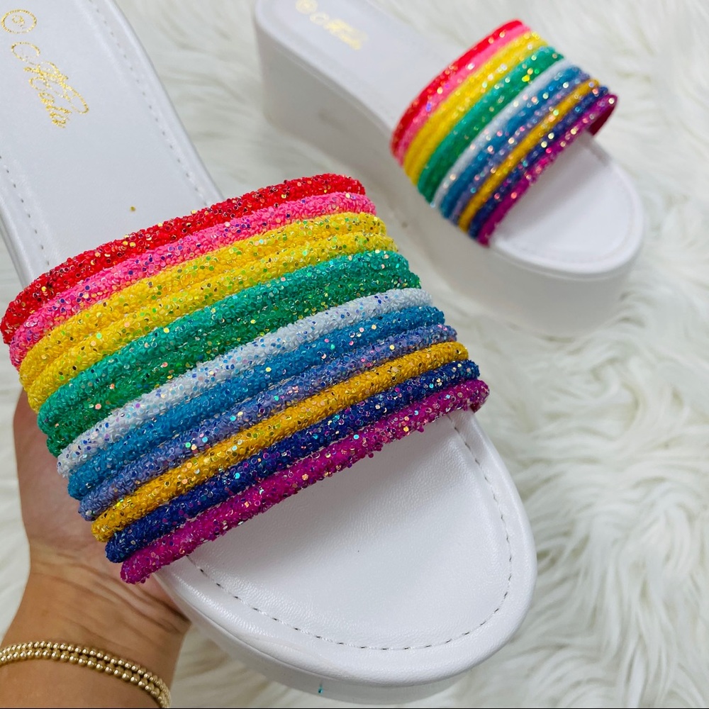 White rainbow platform sandals - Picture 7 of 9